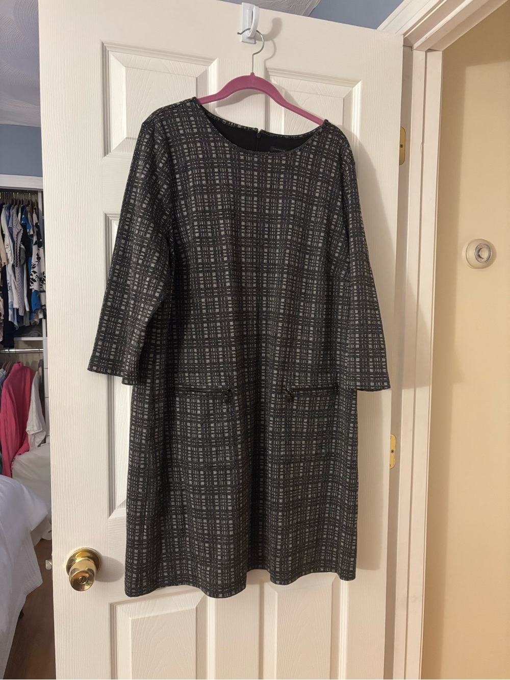 Ann Taylor Black Plaid Midi Dress